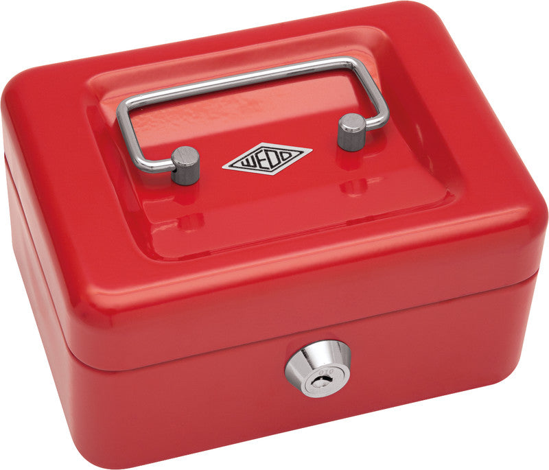 Wedo Geldkassette – mit Schlüssel – 15,2 × 11,5 × 8 cm – Rot – Stahl