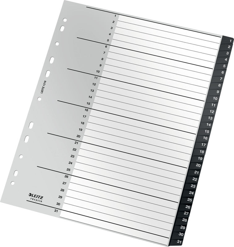 Leitz 12180000 Register – PP, schwarz, weiss, numerischer Registerindex