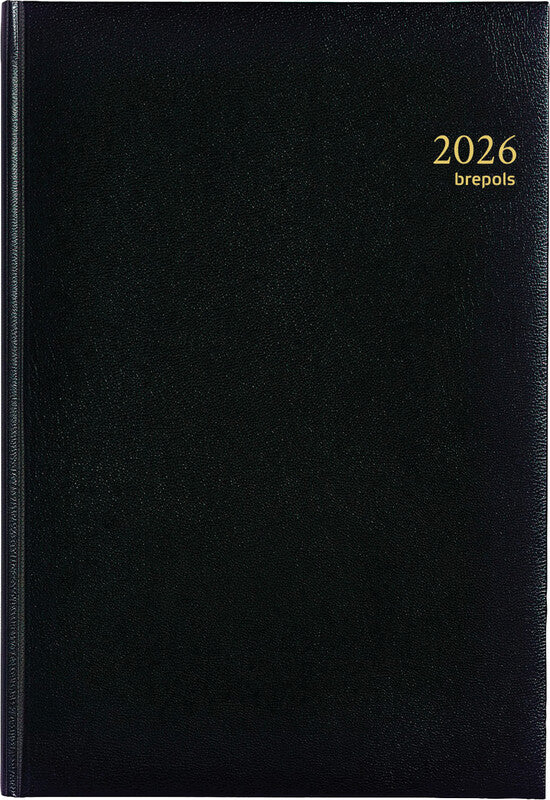 Brepols Omega Agenda – 1 Woche/2 Seiten, gebunden, 21 × 29 cm, 2026, schwarz, FSC