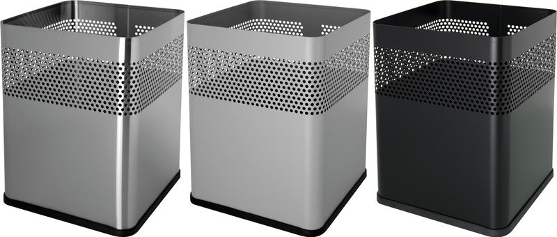 Helit Papierkorb the dot – 18 l – Stahl, silber – Ø 240 × H 325 mm
