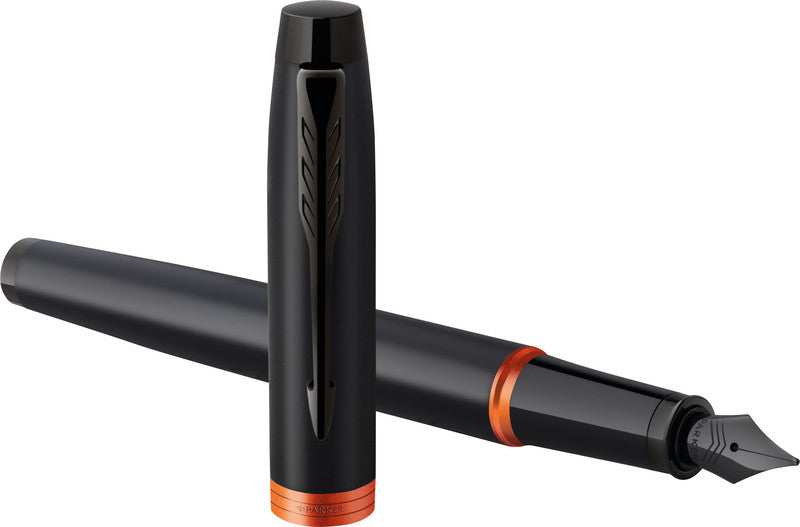 Parker IM Vibrant Rings – Mittlere Feder – für Rechts- & Linkshänder – Schwarz, Blau – Patronen