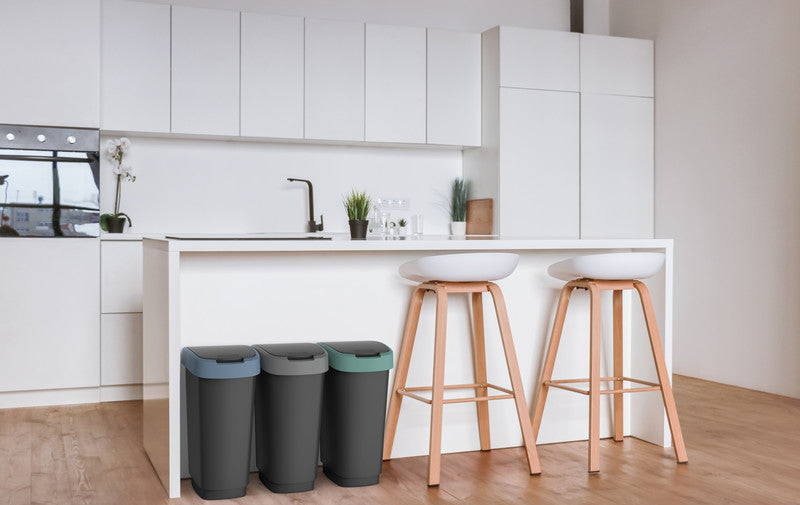 Rotho Abfallcontainer – 25 l – mit Deckel – Kunststoff, Limettengrün – B × H × T 252 × 476 × 333 mm