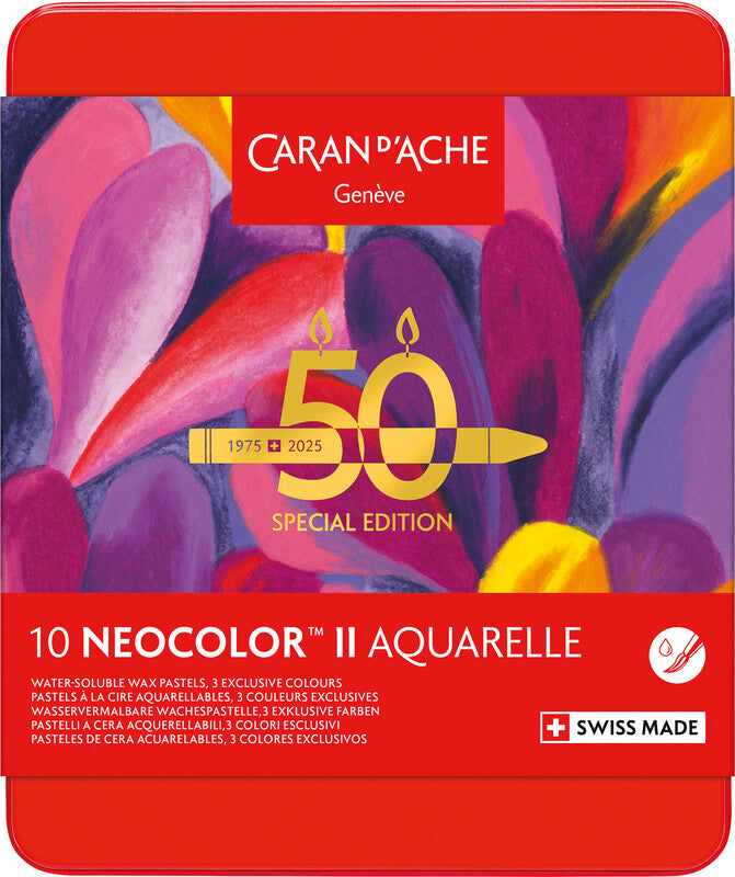 Caran d-Ache Caran d'Ache – Neocolor II – Wachsmalkreiden – Set – 10 Farben, in Metallschachtel