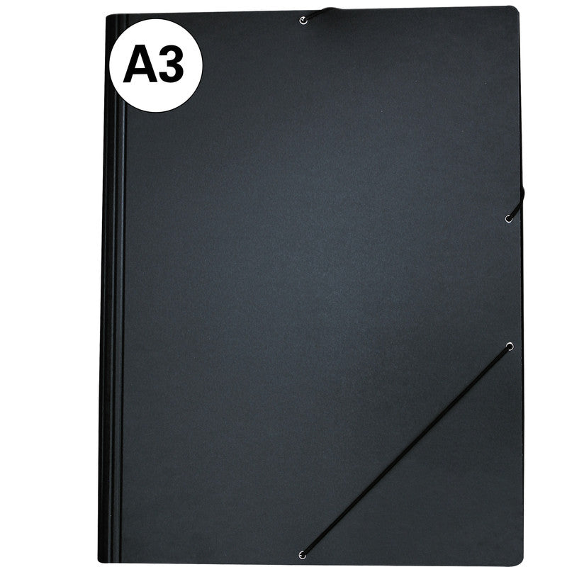 EROLA Sammelmappe für A3, Karton, schwarz, mit Gummizug