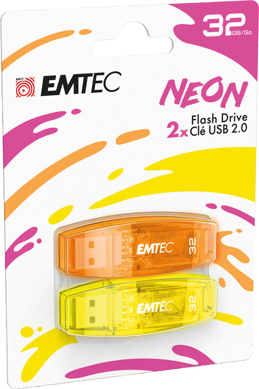 Emtec C410 Neon USB-Stick – 32 GB, USB 3.0, 2er-Pack