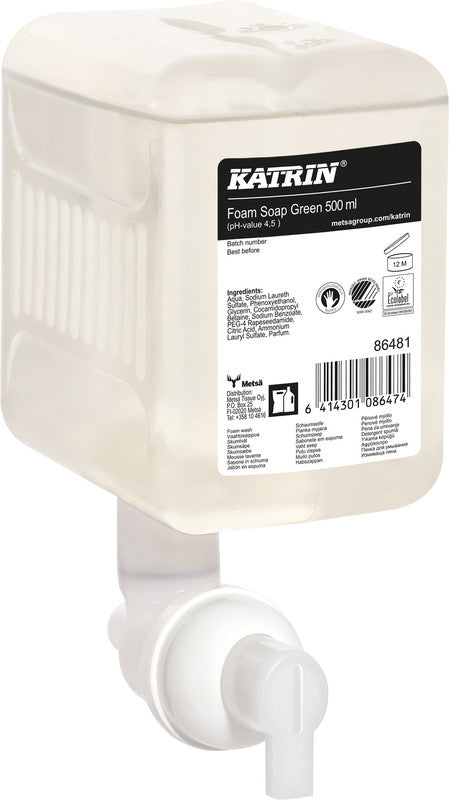 Katrin Inclusive Nachfüllung – Seifenkartusche, Schaumseife, Grün, 500 ml, für KATRIN Inclusive Seifenspender
