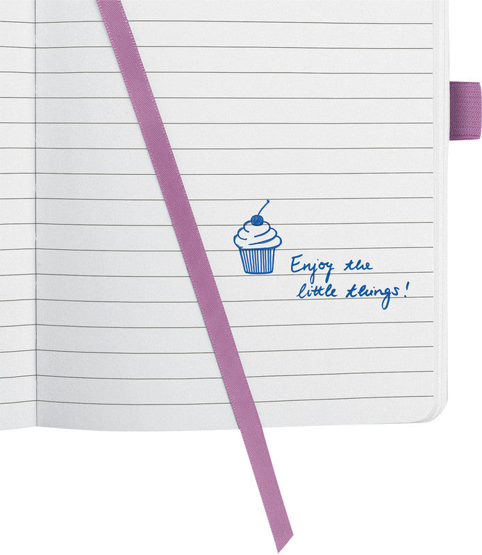Sigel Notizbuch, A6, liniert, Fadenheftung, Hardcover, 174 Seiten, perforiert, 80 g/m² – pink/violett