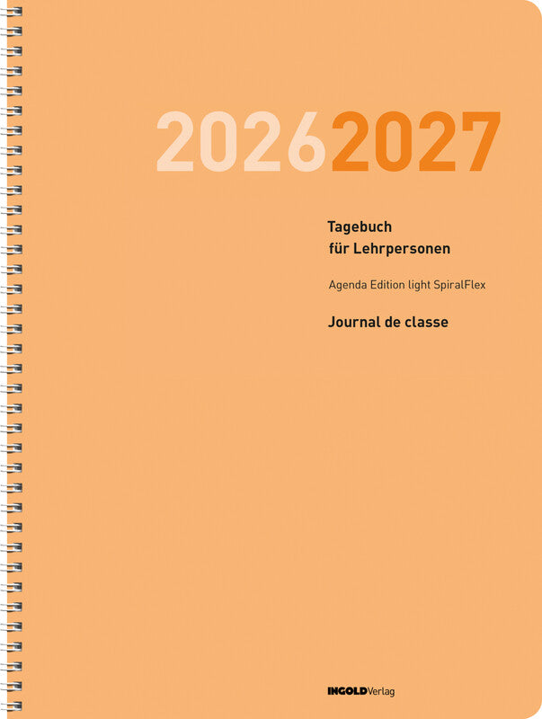 Ingold verlag Tagebuch für Lehrpersonen – Spiralbindung, 23 × 30,5 cm, 2027, Orange, FSC