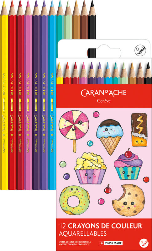 Caran d-Ache Caran d’Ache Candy World Aquarellfarbstifte – 12 Farben, Karton, Ø 2,8 mm
