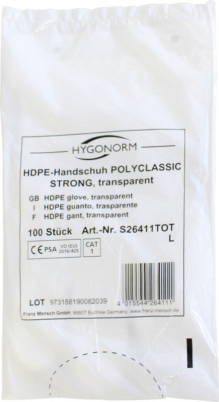 Hygonorm Einmalhandschuhe L – Kunststoff, Transparent, 100 Stk.