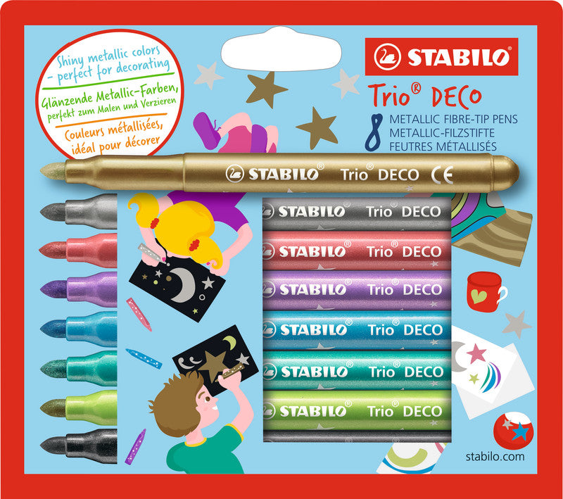 STABILO Filzstifte Trio Deco Metallic, Strichbreite 3 mm, 8 Farben