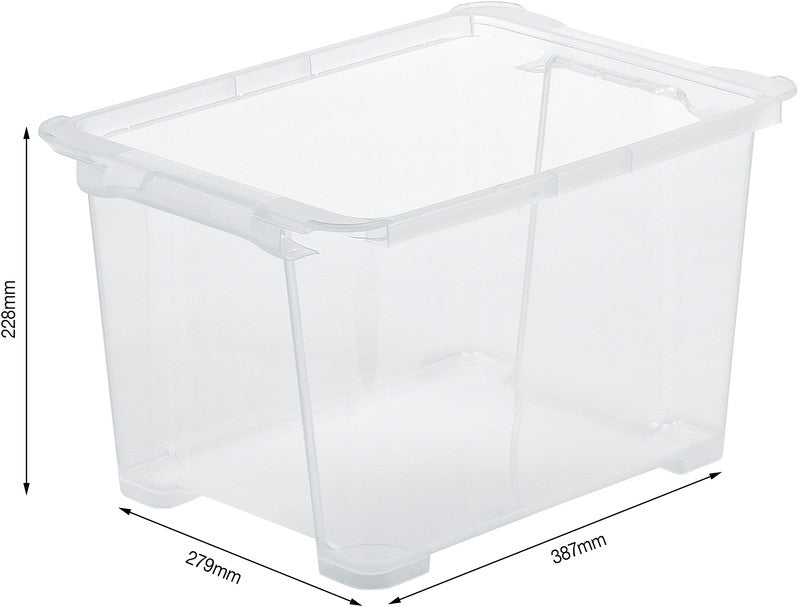 Rotho Aufbewahrungsbox Evo Easy – Kunststoff, Transparent, 38,7 × 22,8 × 27,9 cm