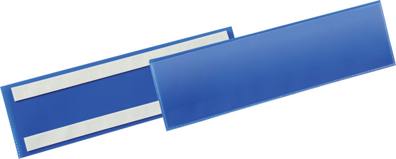 Durable Kennzeichnungstaschen – 297 × 74 mm, blau, selbstklebend, 50er-Pack