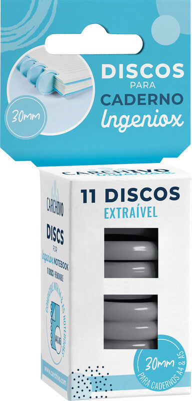 Carchivo Bindedisc-Ringe – für Ingeniox – Ø 30 mm, grau, ABS – 11 Stk.