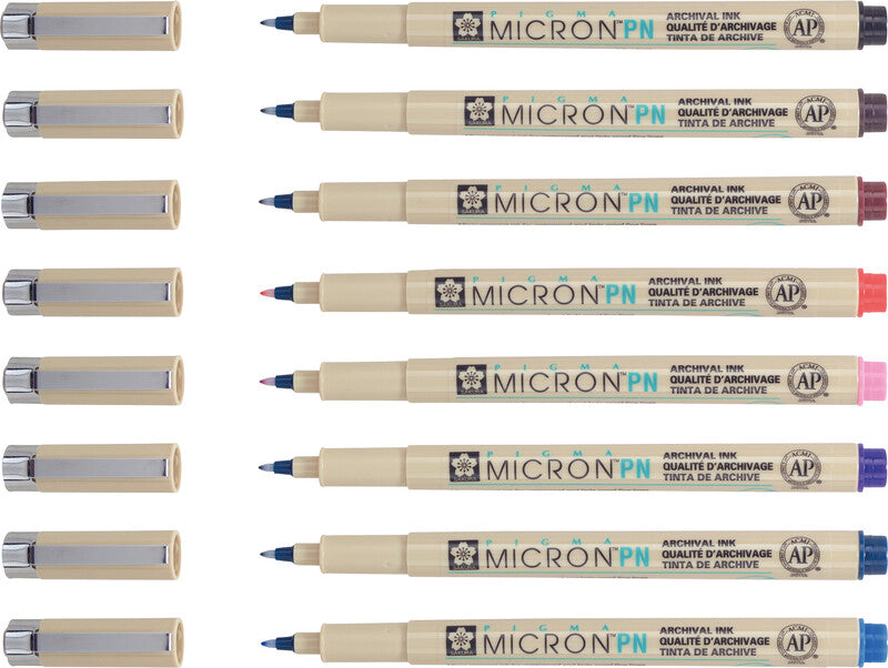 Sakura Pigma Micron Fineliner – 8er-Set 0,45 mm – 8 Farben, sortiert – wasserfest