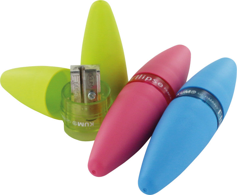 Kum Spitzer – manuell, 1-Loch, mit Behälter, für Blei- und Buntstifte Ø 8 mm, Kunststoff, assortiert