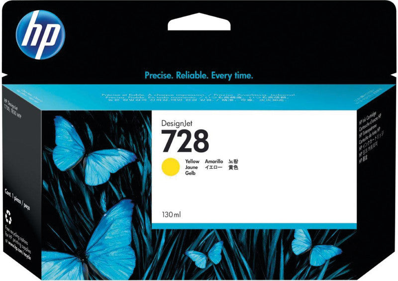 HP Tintenpatrone 728, Gelb, 130 ml – für Inkjetdrucker/Multifunktionsgeräte