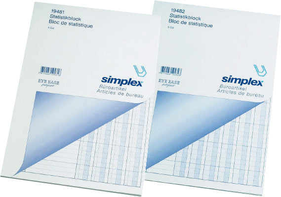 Simplex Statistikblock A4, Leimbindung, Karton, 50 Blatt, 100 g/m² – Weiss
