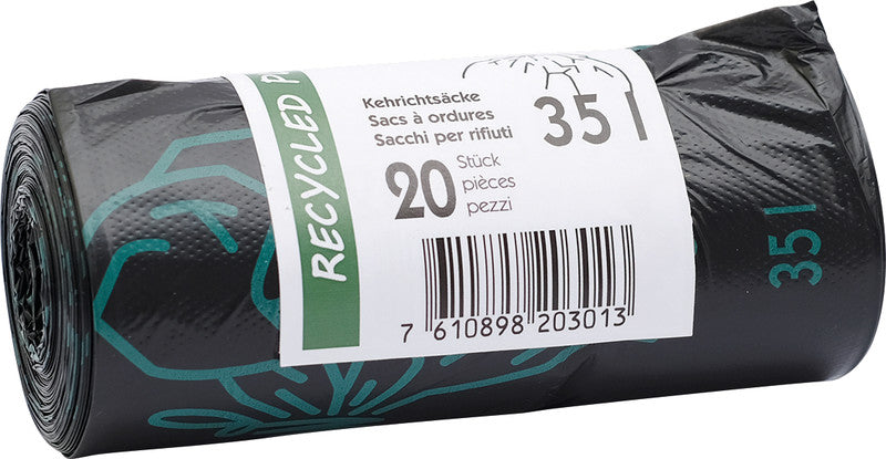 Kehrichtsack – 35 l, PE, schwarz, 20 µm, 20 Stk