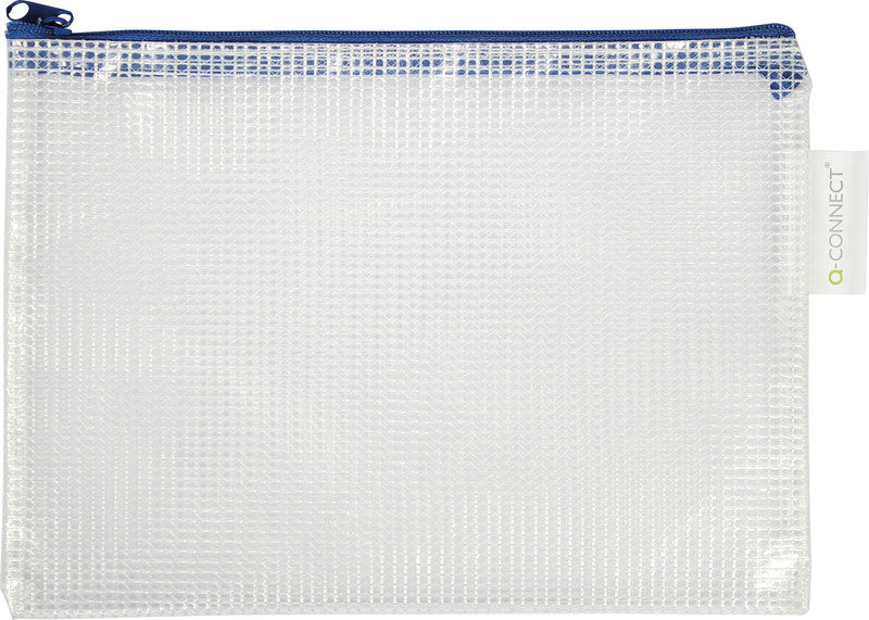 Q-connect Reissverschlusstasche – 247 × 183 mm, Kunststoff, Blau – 8 Stück