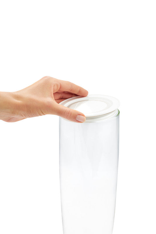 Rotho Glasbehälter Cristallo – 1,2 l – rund – Ø 11 × 19,3 cm – Borosilikatglas – transparent