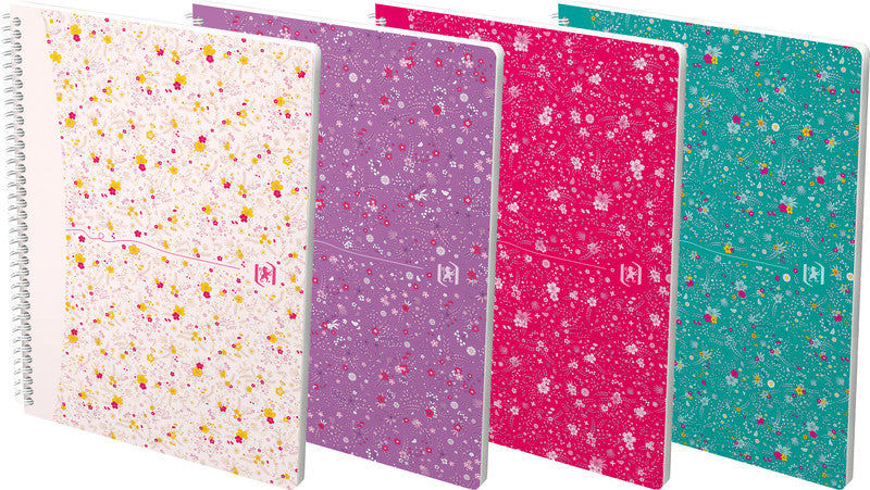Oxford Collegeblock, Spiralbindung, Softcover, 60 Blatt, perforiert, 90 g/m² – floral, für SCRIBZEE App