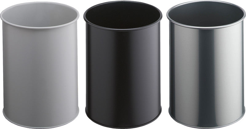 Durable Papierkorb – 15 l – Metall, tiefschwarz – Ø 260 × H 315 mm
