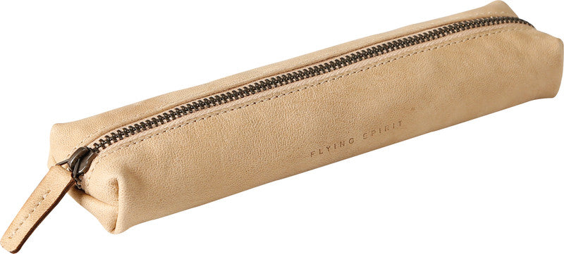 Clairefontaine Flying Spirit Schlamperetui, leer – beige – Leder – 20,7 × 3,0 × 5,0 cm
