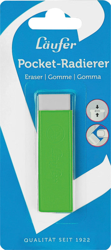 Laufer Radierer – für Bleistifte, Farbstifte – 21 × 7 × 21 mm – Kunststoff – grün