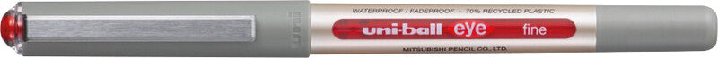 Uni-Ball eye fine ECO – Tintenroller, dokumentenecht, mit Kappe, 0,5 mm, rot, für Linkshänder