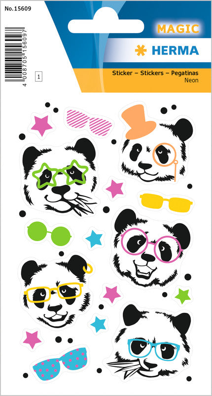 HERMA Schmucketiketten Panda Daddy – 16 Stück – permanent – mehrfarbig