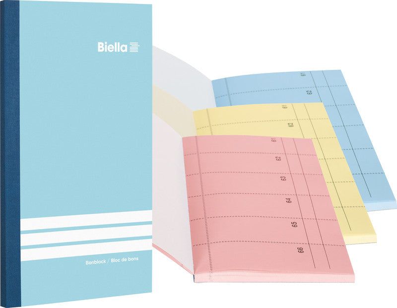 Biella Formularblock – Bonoplan, 60 Blatt, 105 × 200 mm, Kohlepapier