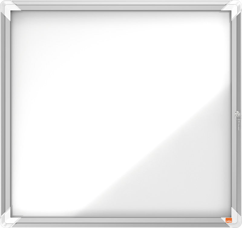 Nobo Schaukasten, 6 × A4 – Aluminium, Sicherheitsglas, abschliessbar, magnethaftend, 70,9 × 66,8 × 4,3 cm