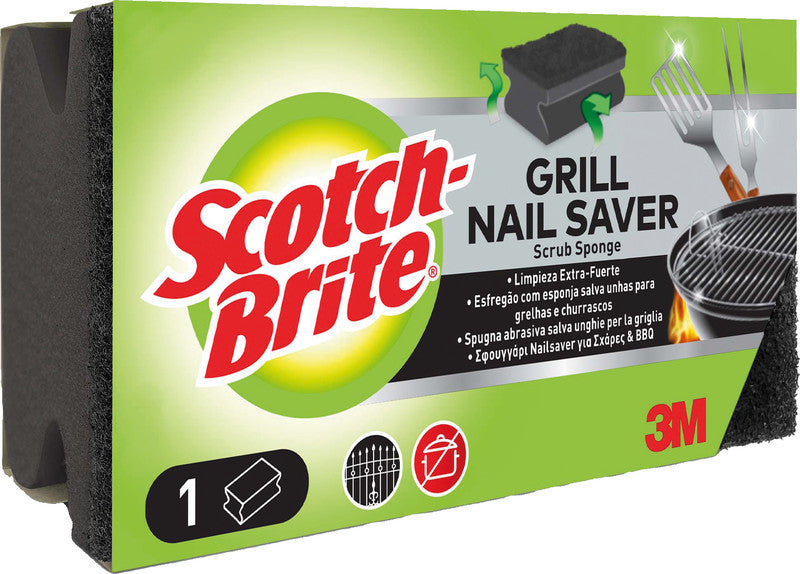 3M Schwamm – Schaumstoff, 13 × 3,8 × 7 cm, schwarz, für Grills, Ofenroste und Gehwegplatten, 1 Stk.