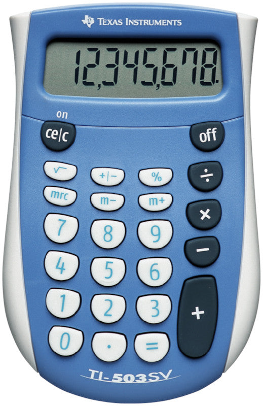 Texas Instruments Taschenrechner TI-503 SV – 8-stellig, LCD, Prozent/Wurzel, Batterie, Blau