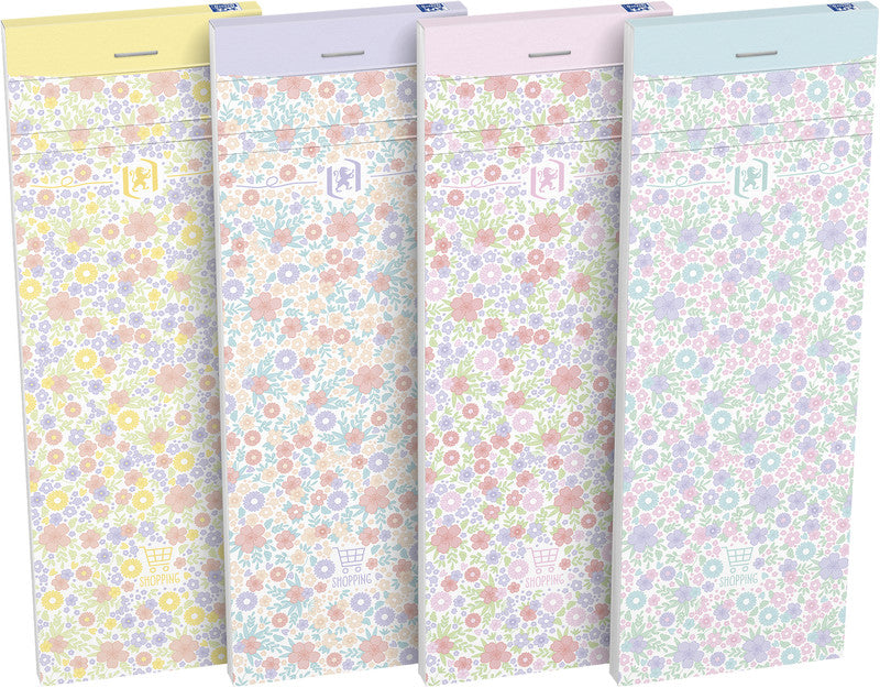 Oxford Notizblock ForMe Floral, 74 × 210 mm, liniert, geheftet, 80 Blatt, perforiert – mehrfarbig