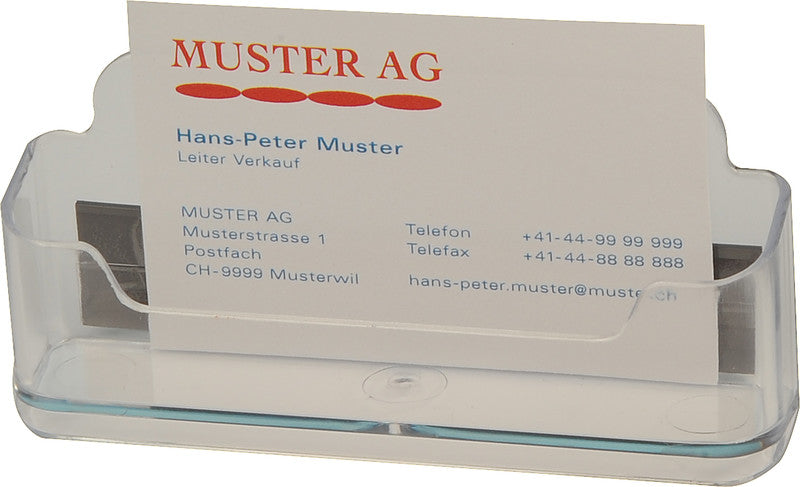 Booffice Visitenkartenständer – magnetisch, 1 Fach, quer, für Karten bis 105 mm, Kunststoff, transparent