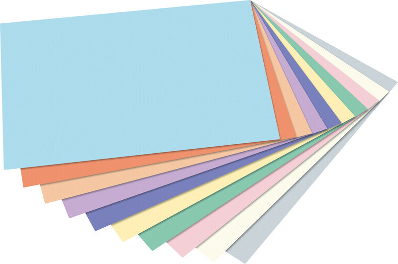 Folia Zeichenpapier A4, 130 g/m², 100 Blatt, mehrfarbig, glatt, geleimt, säurefrei, pastell
