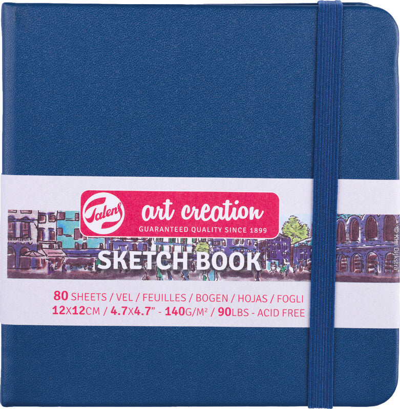 Talens Skizzenbuch, 12 × 12 cm, 140 g/m², 160 Seiten, marineblau, mit Gummiband, säurefrei