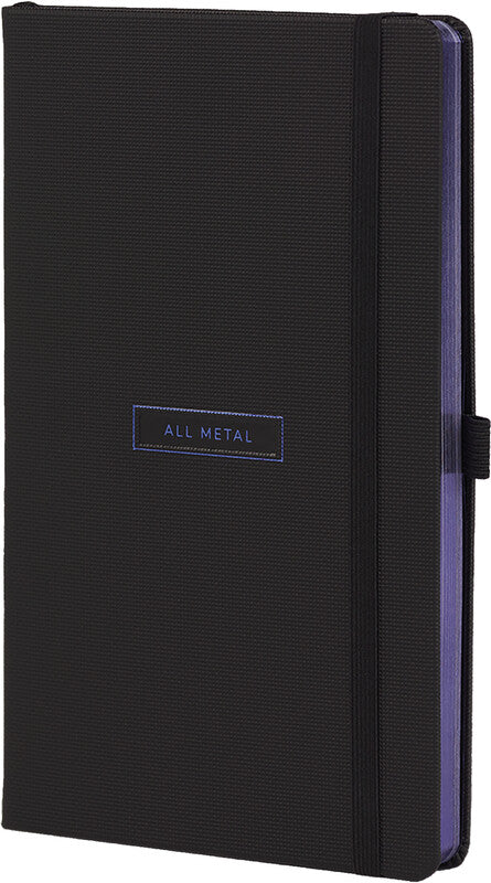 Castelli Notizbuch, 130 × 210 mm, liniert, Leimbindung, Hardcover, 192 Seiten, 80 g/m² – schwarz