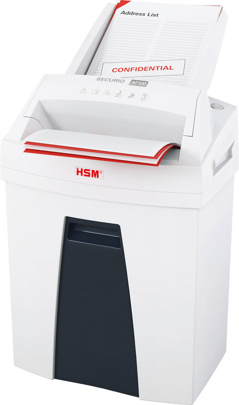 HSM Securio AF100 – Aktenvernichter mit Autofeed 100 Blatt, DIN P-4, Partikelschnitt 4 × 25 mm, 7 Blatt, 25 l
