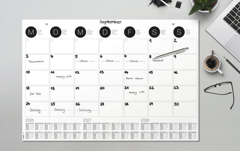 Sigel Kalender-Einlage – 1 Monat/1 Seite, 2-fach (70 mm), 59,5 × 41,0 cm