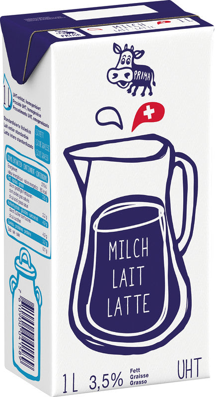 Prima Vollmilch UHT – 3,5% Fett – 1 l