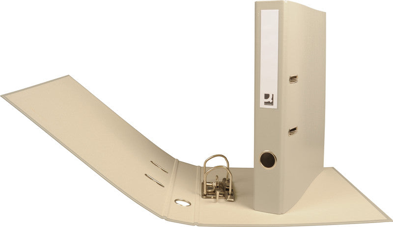 Q-connect Ordner – A4 hoch – 2-Ring Hebelmechanik, Rücken 40 mm – grau, Karton, mit Niederhalter, FSC