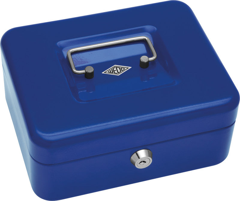 Wedo Geldkassette – mit Schlüssel – 20 × 16 × 9 cm – Blau – Stahl