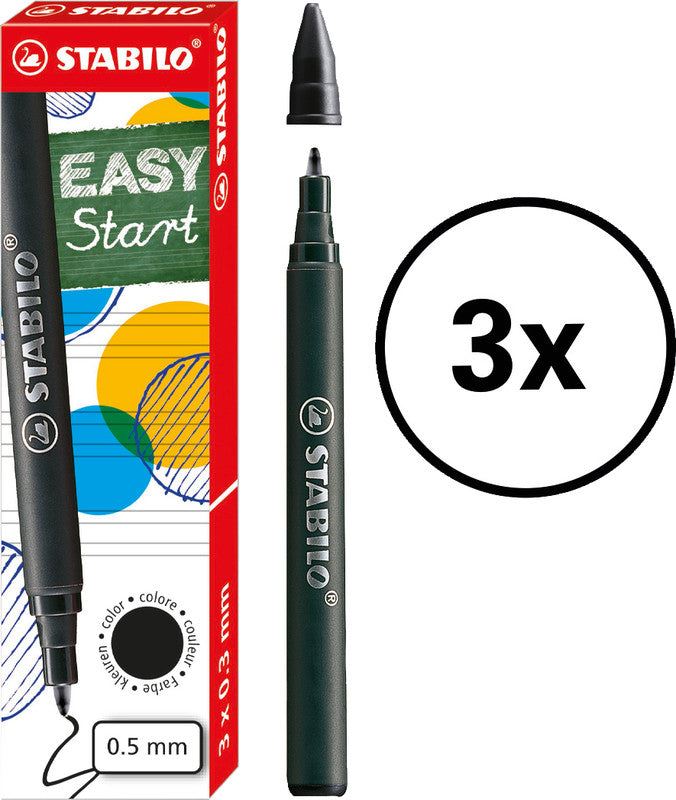 STABILO Tintenrollerpatronen – Schwarz, 0,5 mm, geruchsarm, 3 Stk.