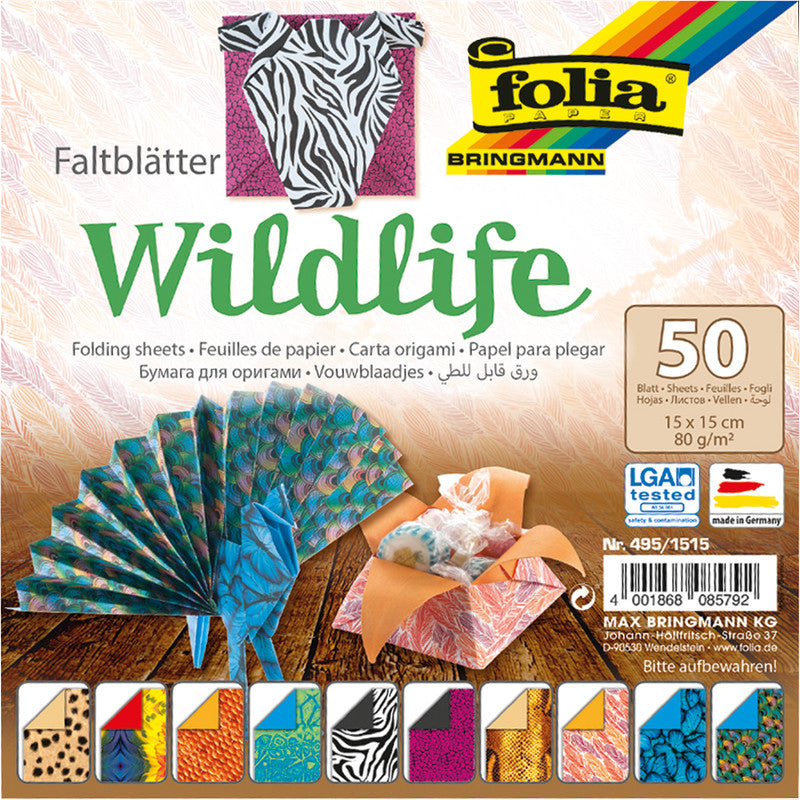 Folia Faltblätter – 150 × 150 mm – 80 g/m² – sortiert – 50 Blatt
