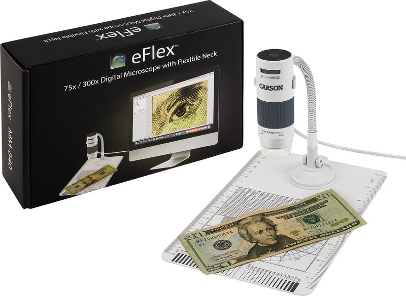 Carson eFlex Digital-Mikroskop – 75–300×, LED, USB 2.0/3.0, für Windows/macOS