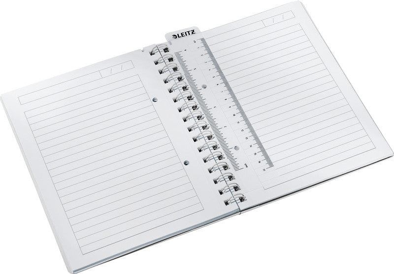 Leitz Collegeblock – A5 – 80 Blatt – 80 g/m² – Doppelspirale, Klarsichttasche, Stiftschlaufe – Violett – FSC