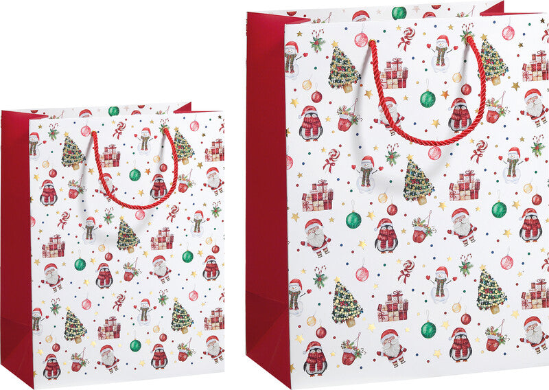 Zoewie Geschenktasche – Christmas Mix – mit gedrehter Kordel und Ösen – 170 × 225 × 92 mm – Papier, matt